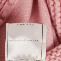 Chanel Pink Patterned Knit Cashmere Open Front Cardigan M