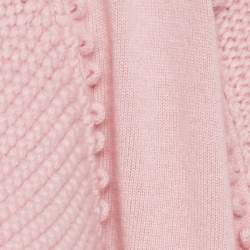 Chanel Pink Patterned Knit Cashmere Open Front Cardigan M