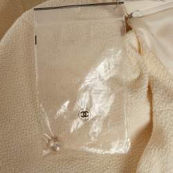 Pre Owned Chanel Off-White Tweed Pencil Skirt L