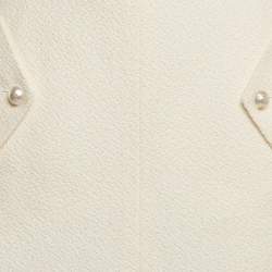 Pre Owned Chanel Off-White Tweed Pencil Skirt L