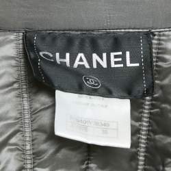 Chanel Grey Nylon Quilted Zip-Up  Jacket M