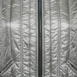 Chanel Grey Nylon Quilted Zip-Up  Jacket M