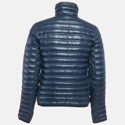 Chanel Navy Blue Nylon Zip-Up Quilted Jacket M