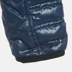 Chanel Navy Blue Nylon Zip-Up Quilted Jacket M