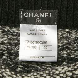 Chanel Black/White Patterned Wool Blend Knit Mini Skirt M