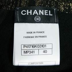 Chanel Black Wool Blend and  Lurex Knit High Neck Midi Dress M