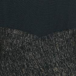 Chanel Black Wool Blend and  Lurex Knit High Neck Midi Dress M