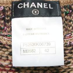 Chanel Brown/Multicolor Patterned Wool Blend Knit Midi Dress L