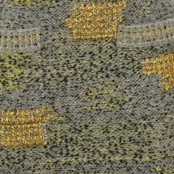 Chanel Grey Patterned Wool Bend Midi Skirt M