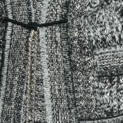 Chanel Black/White Embellished Wool Blend Cardigan M
