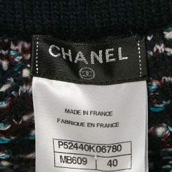 Chanel Multicolor Patterned Wool Blend Knit Midi Skirt M