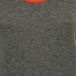 Chanel Grey Cashmere Knit Contrast Trimmed Mini Dress M