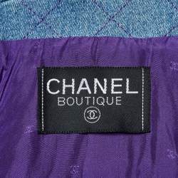 Chanel Vintage Purple Tweed and Denim Skirt and Jacket Set S