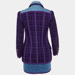 Chanel Vintage Purple Tweed and Denim Skirt and Jacket Set S