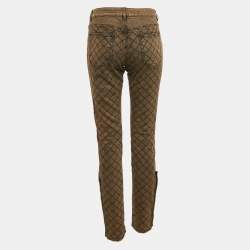 Chanel Brown Check Embroidery Denim Slit Detail Jeans M Waist 30"