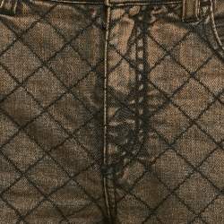 Chanel Brown Check Embroidery Denim Slit Detail Jeans M Waist 30"