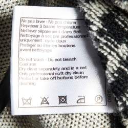 Pre Owned Chanel Black/White Cotton Terry Roll Collar Cape Coat L