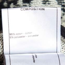 Pre Owned Chanel Black/White Cotton Terry Roll Collar Cape Coat L