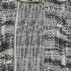 Pre Owned Chanel Black/White Cotton Terry Roll Collar Cape Coat L