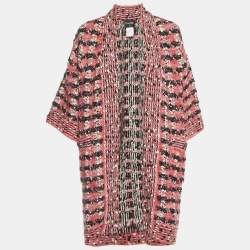 Chanel Multicolor/Pink Wool Blend Open Front Cardigan M