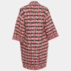 Chanel Multicolor/Pink Wool Blend Open Front Cardigan M