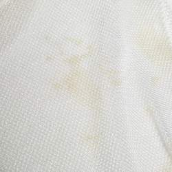 Chanel Off-White Knit Sequin Logo Detail Full Sleeve Sweater L