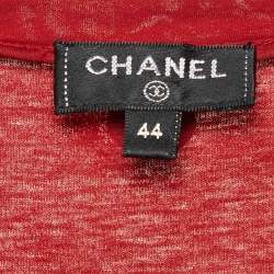 Chanel Red Gabrielle Chanel Print Cotton Crew Neck T-Shirt L