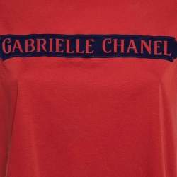 Chanel Red Gabrielle Chanel Print Cotton Crew Neck T-Shirt L