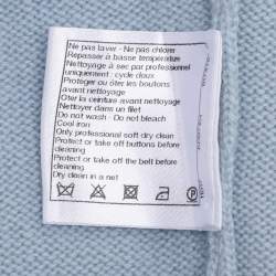Chanel Light Blue Rib Knit Cashmere Long Sleeve Mini Belted Dress L