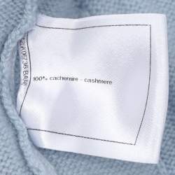Chanel Light Blue Rib Knit Cashmere Long Sleeve Mini Belted Dress L