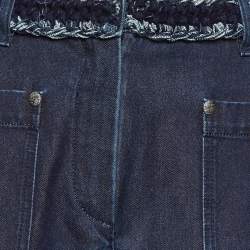 Pre Owned Chanel Indigo Denim Braided Waist Detail Straight Fit Jeans L/Waist 35"