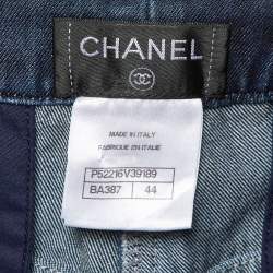 Pre Owned Chanel Indigo Denim Braided Waist Detail Straight Fit Jeans L/Waist 35"