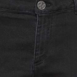 Pre Owned Chanel Black Washed Denim Trim Detail Jeans L Waist 32"