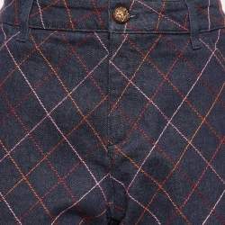 Chanel Blue Denim Embroidered Jeans L Waist 32"