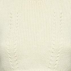 Chanel Cream Cotton Knit Cropped Pullover S