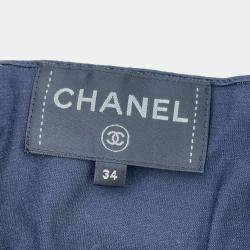 Chanel Navy/White/Black Cotton CC Logo Sleeveless Shirt Size 34   Bag