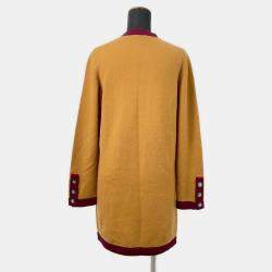 Chanel Mustard/Purple Cashmere Coco Button Cardigan Size 36   Bag