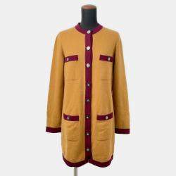 Chanel Mustard/Purple Cashmere Coco Button Cardigan Size 36   Bag