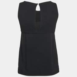 Chanel Black Textured Crepe Sleeveless Top M