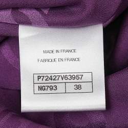 Pre Owned Chanel Purple Jacquard Silk Ruffled Mini Dress M