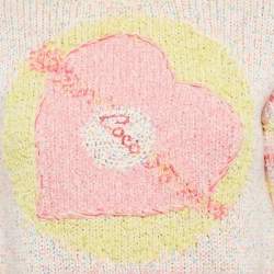 Chanel Pink Coco Heart Intarsia Rib Knit Sweater S