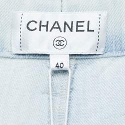 Chanel Purple/Multicolor Stripe Cotton Wide-Leg Pants M