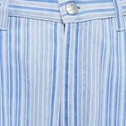 Chanel Purple/Multicolor Stripe Cotton Wide-Leg Pants M