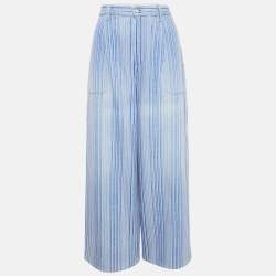Chanel Purple/Multicolor Stripe Cotton Wide-Leg Pants M
