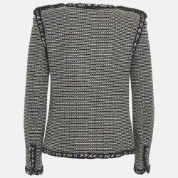 Pre Owned Chanel Black Tweed Button Front Jacket M