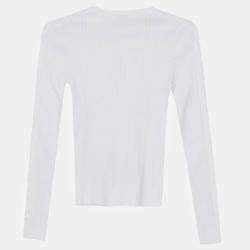 Chanel White Cotton Long Sleeve Pullover Size 34