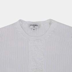 Chanel White Cotton Long Sleeve Pullover Size 34