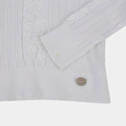 Chanel White Cotton Long Sleeve Pullover Size 34