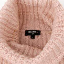 Chanel Pink Cashmere Blend Knit Pullover Size 36