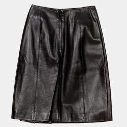 Chanel Black Lambskin Side Flare Skirt Size 34